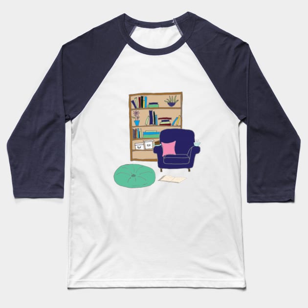 Cozy Up With A Good Book Baseball T-Shirt by MerryMakewell